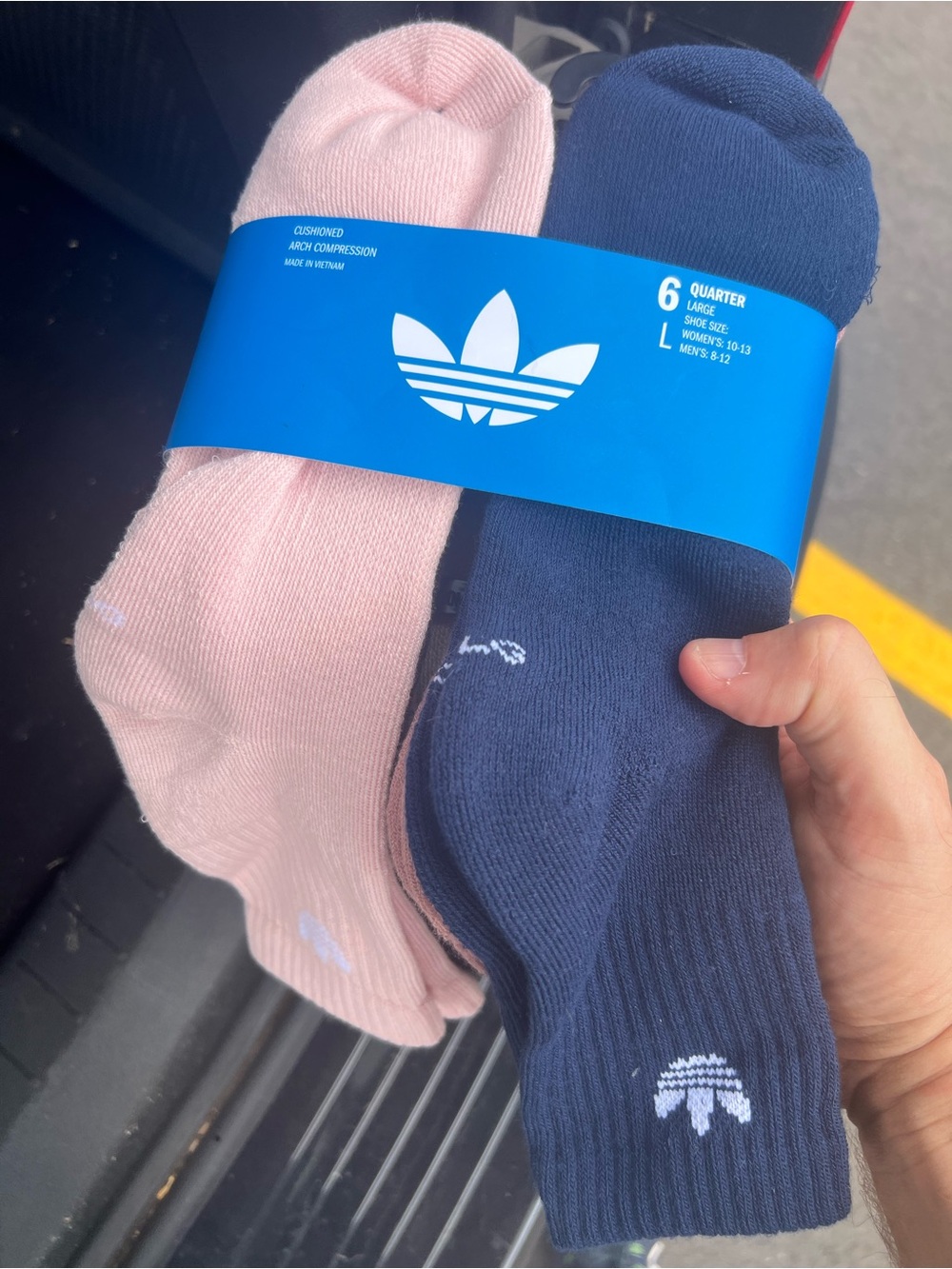 Mens Adidas Men’s 6-Pack Quarter Socks - mens 8-12 or women’s 10-13